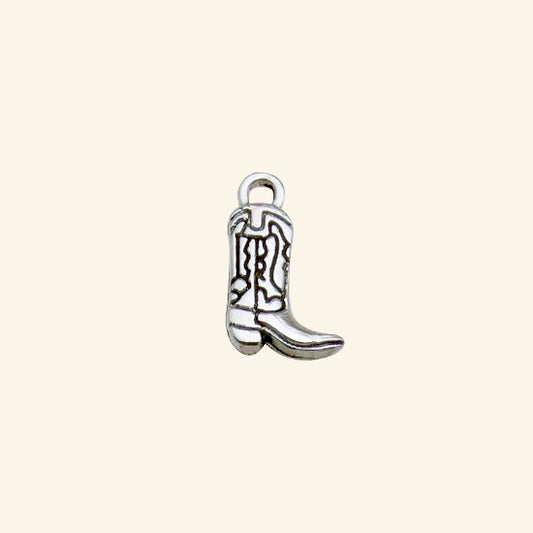 Grigri botte de cowboy argentée